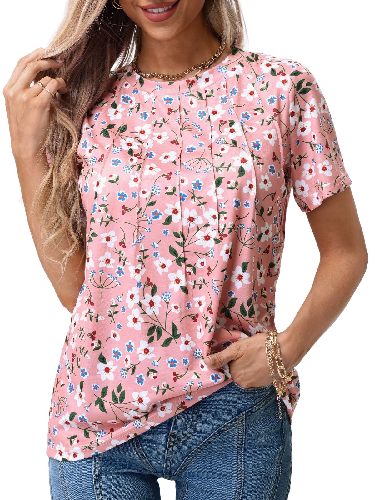 UVN Blouses For Women Summer Pleated Shirts Dressy Casual Short Sleeve uvn-blouses-for-women-summer-pleated-shirts-dressy-casual-short-sleeve