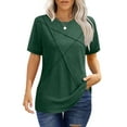 thumbnail image 1 of UVN Blouses for Women Summer Short Sleeve Shirts Casual Crew Neck Pleated Tunic Tops, 1 of 10