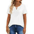thumbnail image 1 of UVN Blouses for Women Summer Short Sleeve V Neck Lace Shirts Dressy Casual Boho Tunic Tops, 1 of 9