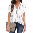 thumbnail image 1 of UVN Blouses for Women Summer Short Sleeve Work Shirts Dressy Casual V Neck Print Tops, 1 of 8