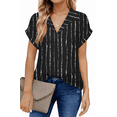 thumbnail image 1 of UVN Blouses for Women Summer Short Sleeve Work Shirts Dressy Casual V Neck Print Tops, 1 of 9