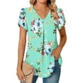 thumbnail image 1 of UVN Blouses for Women Summer V Neck Shirt Flowy Short Sleeve Tunic Tops, 1 of 8
