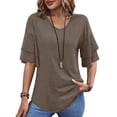 thumbnail image 1 of UVN Blouses for Women V Neck Half Bell Sleeve Shirts Summer Ladies Casual Flowy Tunic Tops, 1 of 9