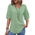 thumbnail image 1 of UVN Blouses for Women V Neck Half Bell Sleeve Shirts Summer Ladies Casual Flowy Tunic Tops, 1 of 9