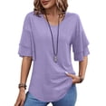 thumbnail image 1 of UVN Blouses for Women V Neck Half Bell Sleeve Shirts Summer Ladies Casual Flowy Tunic Tops, 1 of 8