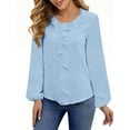 thumbnail image 1 of UVN Blouses for Women V Neck Long Sleeve Shirts Dressy Casual Ruffle Chiffon Tops, 1 of 10