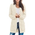 thumbnail image 1 of UVN Cardigans Sweaters for Women Cable Knit Sweater Jacket Open Front Coat with Pockets, 1 of 8