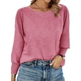 thumbnail image 1 of UVN Crewneck Blouse for Women Fall Long Sleeve T-Shirts Casual Tees Ladies Loose Tops, 1 of 8