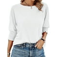 thumbnail image 1 of UVN Crewneck Blouse for Women Summer 3/4 Sleeve T-Shirts Casual Tees Ladies Loose Tops, 1 of 8
