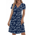 thumbnail image 1 of UVN Dresses for Women Deep V Neck Short Sleeve Summer Sundress Midi Party dress with Pocket, 1 of 9
