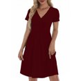 thumbnail image 1 of UVN Dresses for Women Deep V Neck Short Sleeve Summer Sundress Midi Party dress with Pocket, 1 of 4