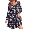 thumbnail image 1 of UVN Dresses for Women Fall Long Sleeve Square Neck Dress Boho Floral Print Midi Dresses with Pockets, 1 of 11