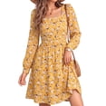 thumbnail image 1 of UVN Dresses for Women Fall Long Sleeve Square Neck Dress Boho Floral Print Midi Dresses with Pockets, 1 of 11