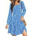 thumbnail image 1 of UVN Dresses for Women Fall Long Sleeve Square Neck Dress Boho Floral Print Midi Dresses with Pockets, 1 of 11