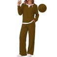 thumbnail image 1 of UVN Fall 2 Peice outfit set for Women Color Block Tops and Wide Leg Pants Ladies Sweatsuit Casual Matching Set, 1 of 4