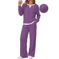 thumbnail image 1 of UVN Fall 2 Peice outfit set for Women Color Block Tops and Wide Leg Pants Ladies Sweatsuit Casual Matching Set, 1 of 4