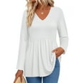 thumbnail image 1 of UVN Fall Blouses for Women Long Sleeve V Neck Peplum Tunic Tops Casual Babydoll Flowy T Shirts, 1 of 7