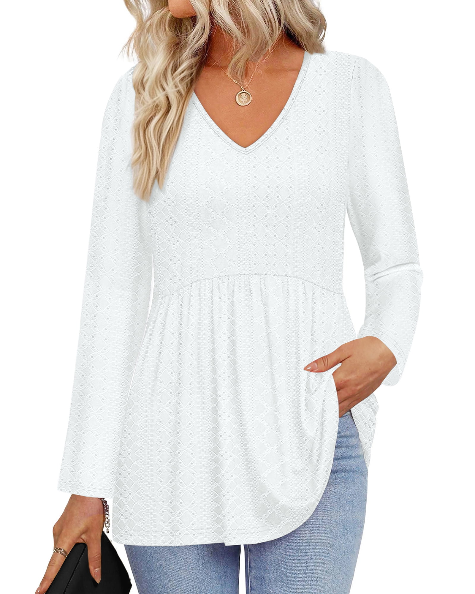 Women's Peplum Blouse With Puff Sleeves & Rhinestone Bow - Cute Babydoll Tunic Top For Casual Or Dressy Outfits
