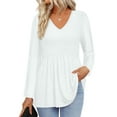 thumbnail image 1 of UVN Fall Blouses for Women Long Sleeve V Neck Peplum Tunic Tops Casual Babydoll Flowy T Shirts, 1 of 8