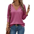 thumbnail image 1 of UVN Fall Blouses for Women V Neck Dressy Casual Shirts Loose Fit Long Sleeve Button Tops, 1 of 7