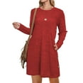 thumbnail image 1 of UVN Fall Dresses for Women Long Sleeve Casual Winter Dress with Pockets Buttons Side Tunic Dress, 1 of 9