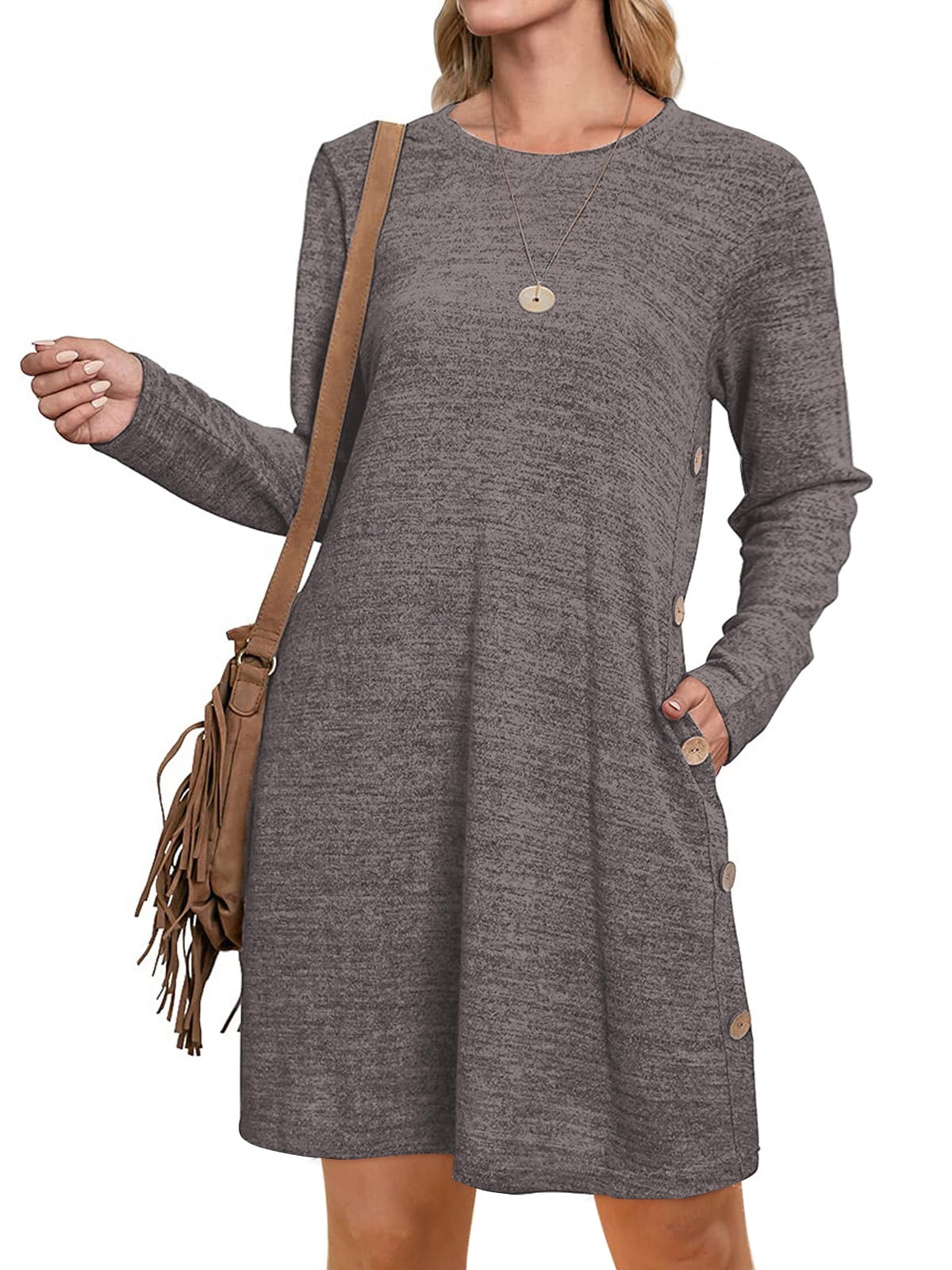 UVN Fall Dresses for Women Long Sleeve Casual Winter Dress with