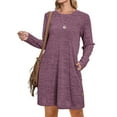 thumbnail image 1 of UVN Fall Dresses for Women Long Sleeve Casual Winter Dress with Pockets Buttons Side Tunic Dress, 1 of 9