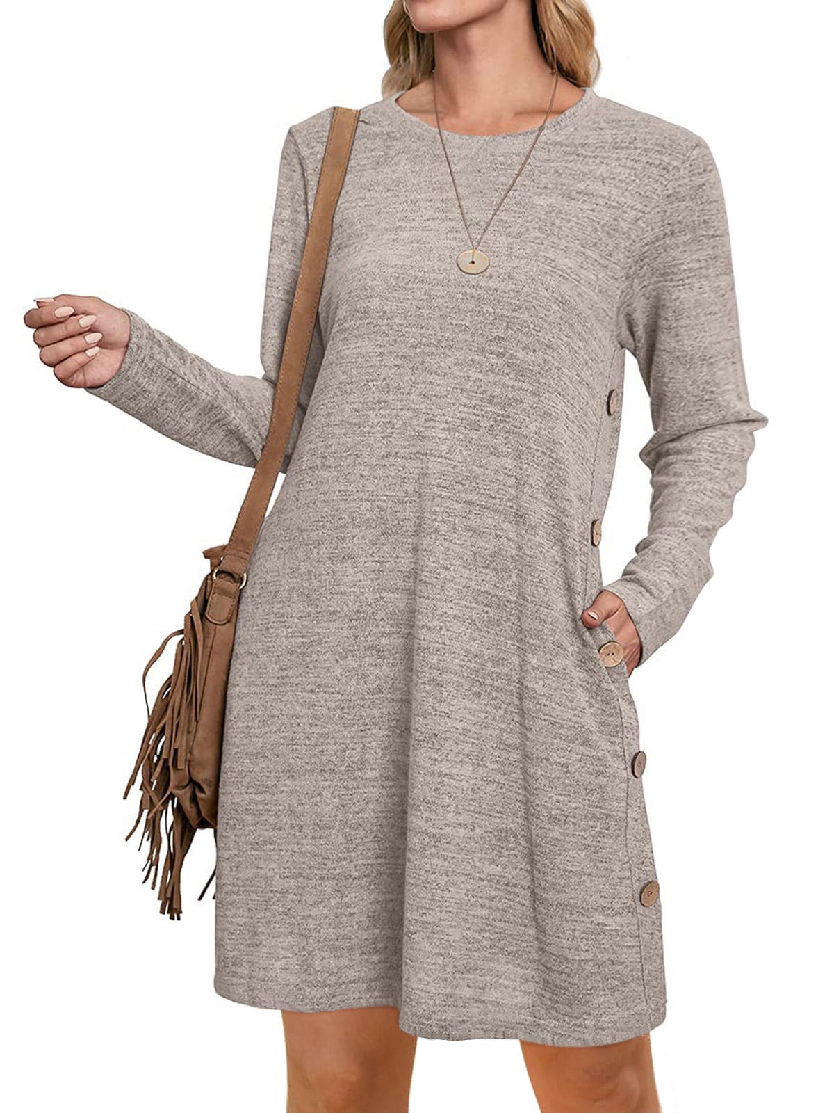 UVN Fall Dresses for Women Long Sleeve Casual Winter Dress with
