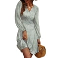 thumbnail image 1 of UVN Fall Dresses for Women Long Sleeve V Neck A-Line Midi Dress Boho Beach Floral Print Sundress, 1 of 8
