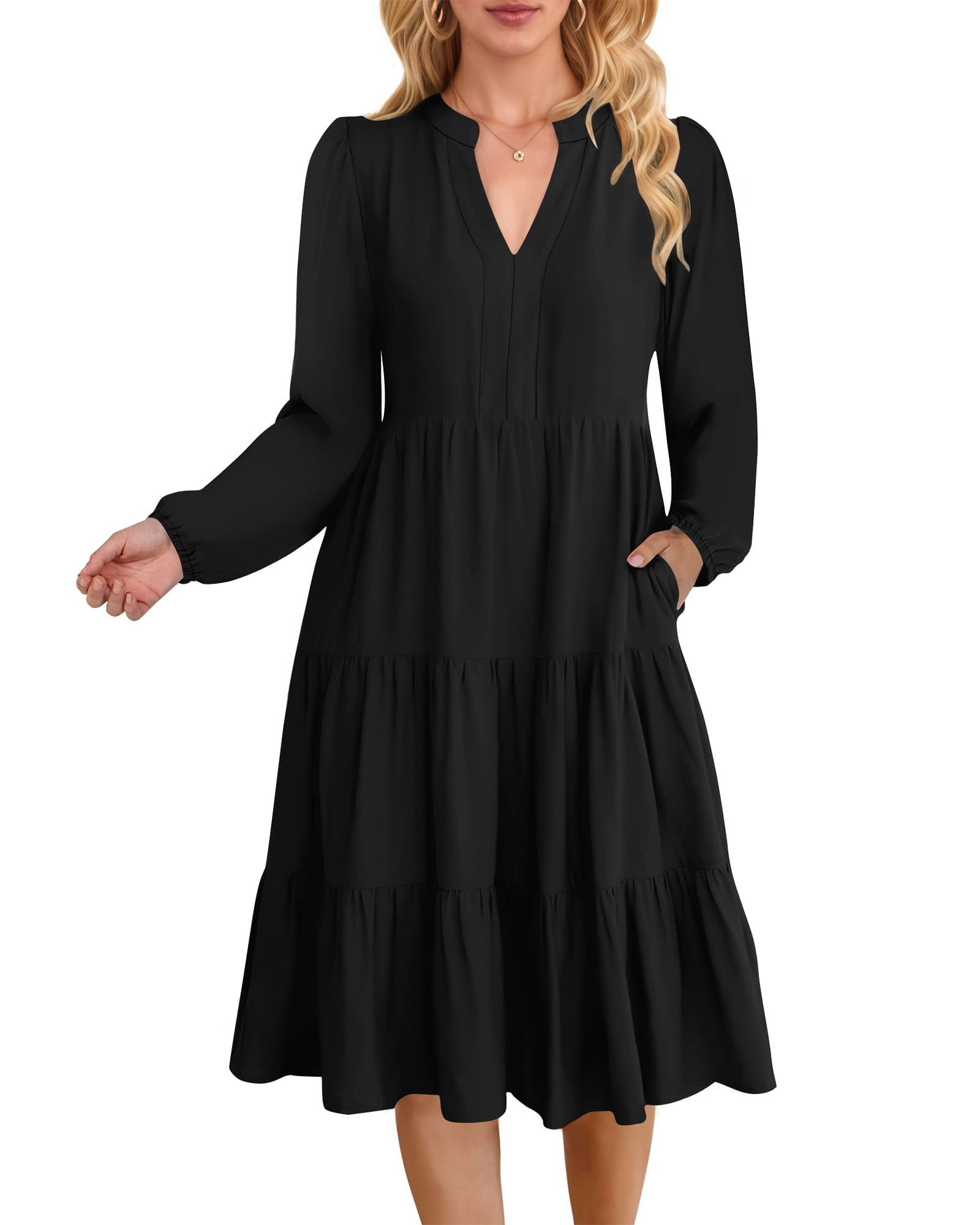 UVN Fall Dresses for Women Long Sleeve V Neck Midi Jamaica | Ubuy