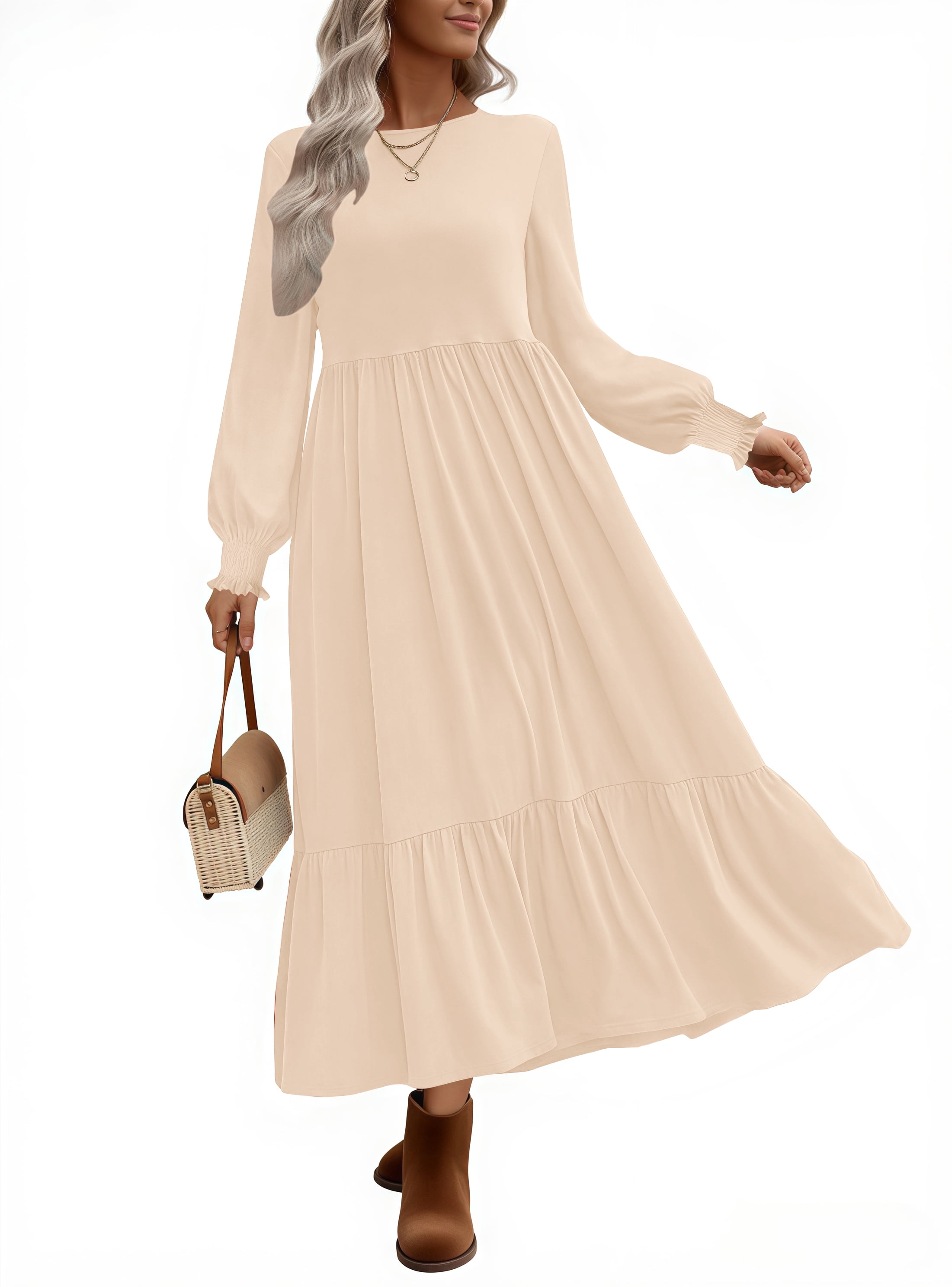 UVN Fall Long Dress for Women Crewneck Casual Long Sleeve Pleated Dresses with Pockets - Walmart.com UVN Fall Long Dress for Women Crewneck Casual Long Sleeve Pleated Dresses with Pockets - Walmart.com