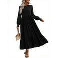 thumbnail image 1 of UVN Fall Long Dress for Women Crewneck Casual Long Sleeve Pleated Dresses with Pockets, 1 of 10