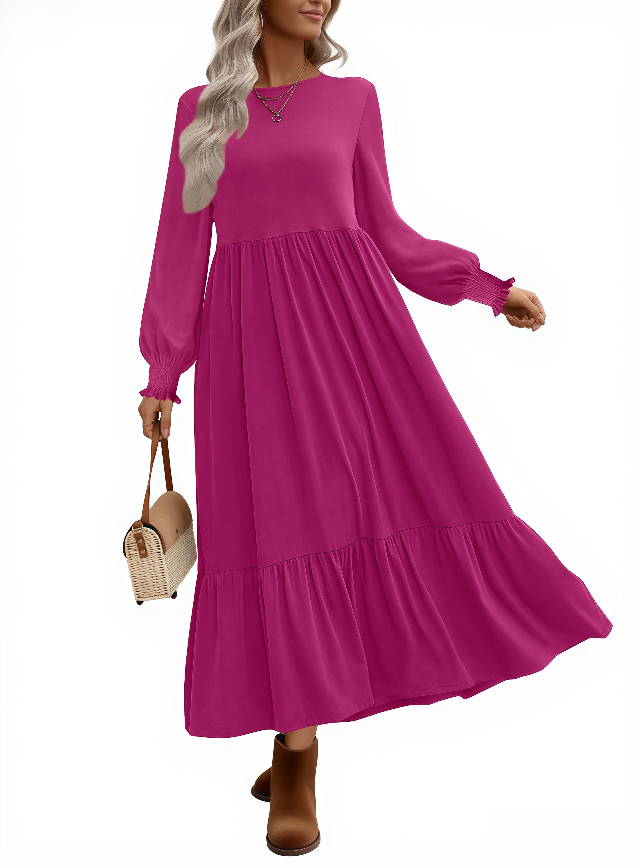 uvn fall long dress walmart Apricot Floral Maxi Dress - All Dresses main image 1