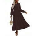 thumbnail image 1 of UVN Fall Long Dress for Women Crewneck Casual Long Sleeve Pleated Dresses with Pockets, 1 of 9