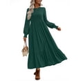 thumbnail image 1 of UVN Fall Long Dress for Women Crewneck Casual Long Sleeve Pleated Dresses with Pockets, 1 of 9