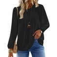 thumbnail image 1 of UVN Fall Shirts for Women Long Sleeve Blouses Ladies Crewneck Lace Crochet Tops Dressy Chiffon Blouses, 1 of 9