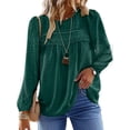 thumbnail image 1 of UVN Fall Shirts for Women Long Sleeve Blouses Ladies Crewneck Lace Crochet Tops Dressy Chiffon Blouses, 1 of 9
