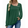 thumbnail image 1 of UVN Fall Square Neck Tops for Women Long Sleeve Blouse Ladies Dressy Button Shirts, 1 of 8
