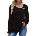 thumbnail image 1 of UVN Fall Square Neck Tops for Women Long Sleeve Blouse Ladies Dressy Button Shirts, 1 of 9