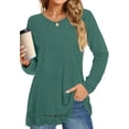thumbnail image 1 of UVN Fall Tops for Women Long Sleeve Lace Trim V Neck Blouses Dressy Casual A Line Tunic Shirts, 1 of 8