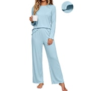 UVN Fall Womens 2 Piece Pajamas Set Loungewear Long Sleeve Tops and Pants Soft Lounge Sets