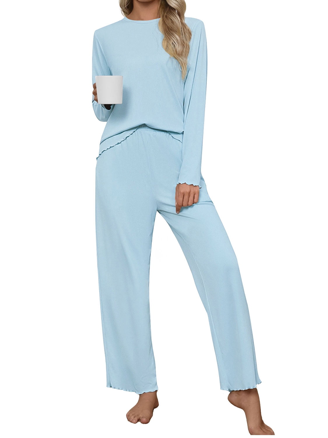 Fall Womens 2 Piece Pajamas Set Loungewear Long Sleeve Tops and Pants Soft Lounge Sets