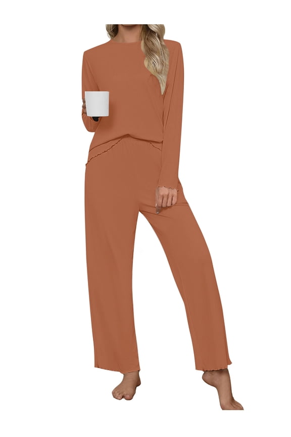Fall Womens 2 Piece Pajamas Set Loungewear Long Sleeve Tops and Pants Soft Lounge Sets