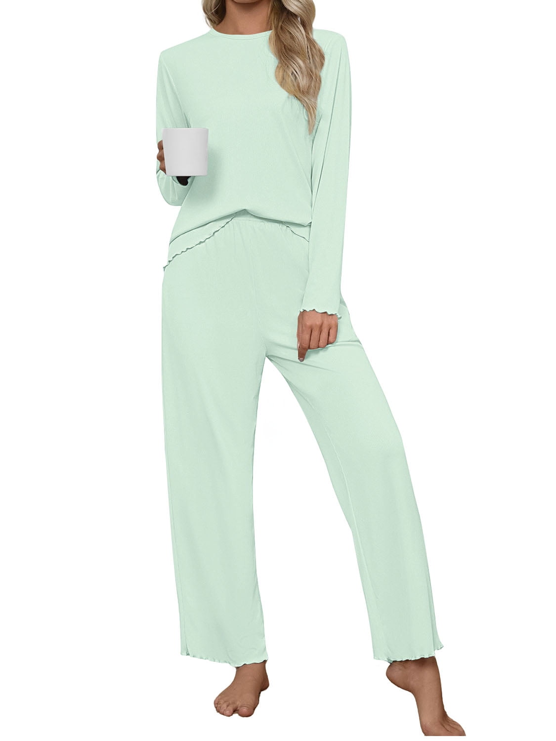 Fall Womens 2 Piece Pajamas Set Loungewear Long Sleeve Tops and Pants Soft Lounge Sets