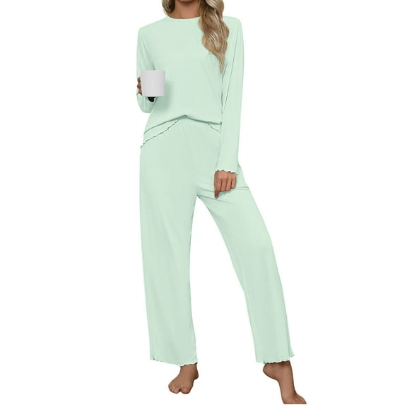 UVN Fall Womens 2 Piece Pajamas Set Loungewear Long Sleeve Tops and Pants Soft Lounge Sets