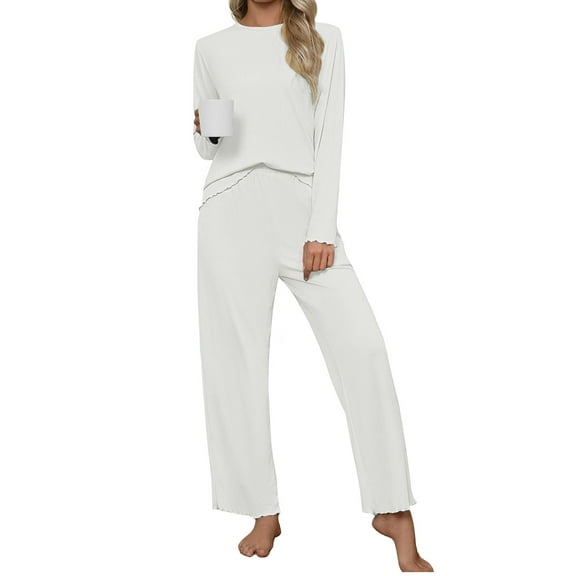 UVN Fall Womens 2 Piece Pajamas Set Loungewear Long Sleeve Tops and Pants Soft Lounge Sets