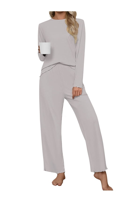 Fall Womens 2 Piece Pajamas Set Loungewear Long Sleeve Tops and Pants Soft Lounge Sets
