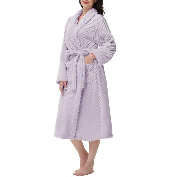 UVN Fleece Robes for Women Winter Plush Long Bathrobes Soft Cozy Fluffy Premium Sleepwear Housecoats