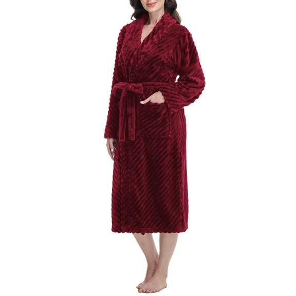 UVN Fleece Robes for Women Winter Plush Long Bathrobes Soft Cozy Fluffy Premium Sleepwear Housecoats