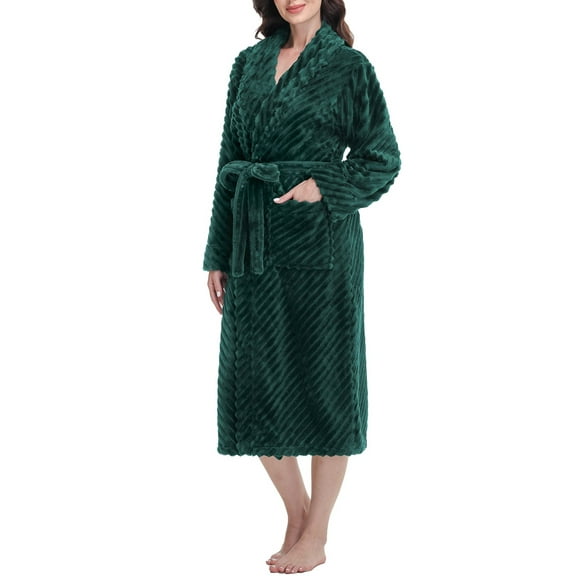 UVN Fleece Robes for Women Winter Plush Long Bathrobes Soft Cozy Fluffy Premium Sleepwear Housecoats